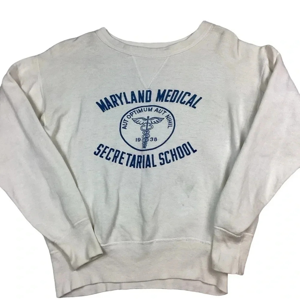 Vintage Maryland medical secretarial school rare 1940/50s single V crewneck